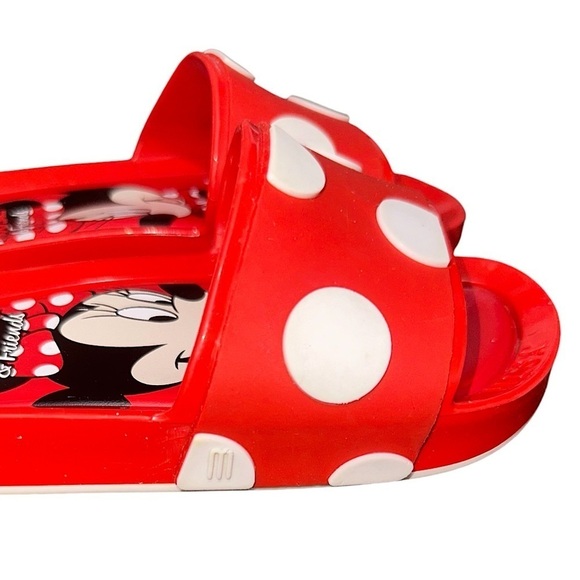 Mini Melissa Red + White Polka Dot Disney Minnie Mouse Scented Sandal Slides 12 - Picture 7 of 8